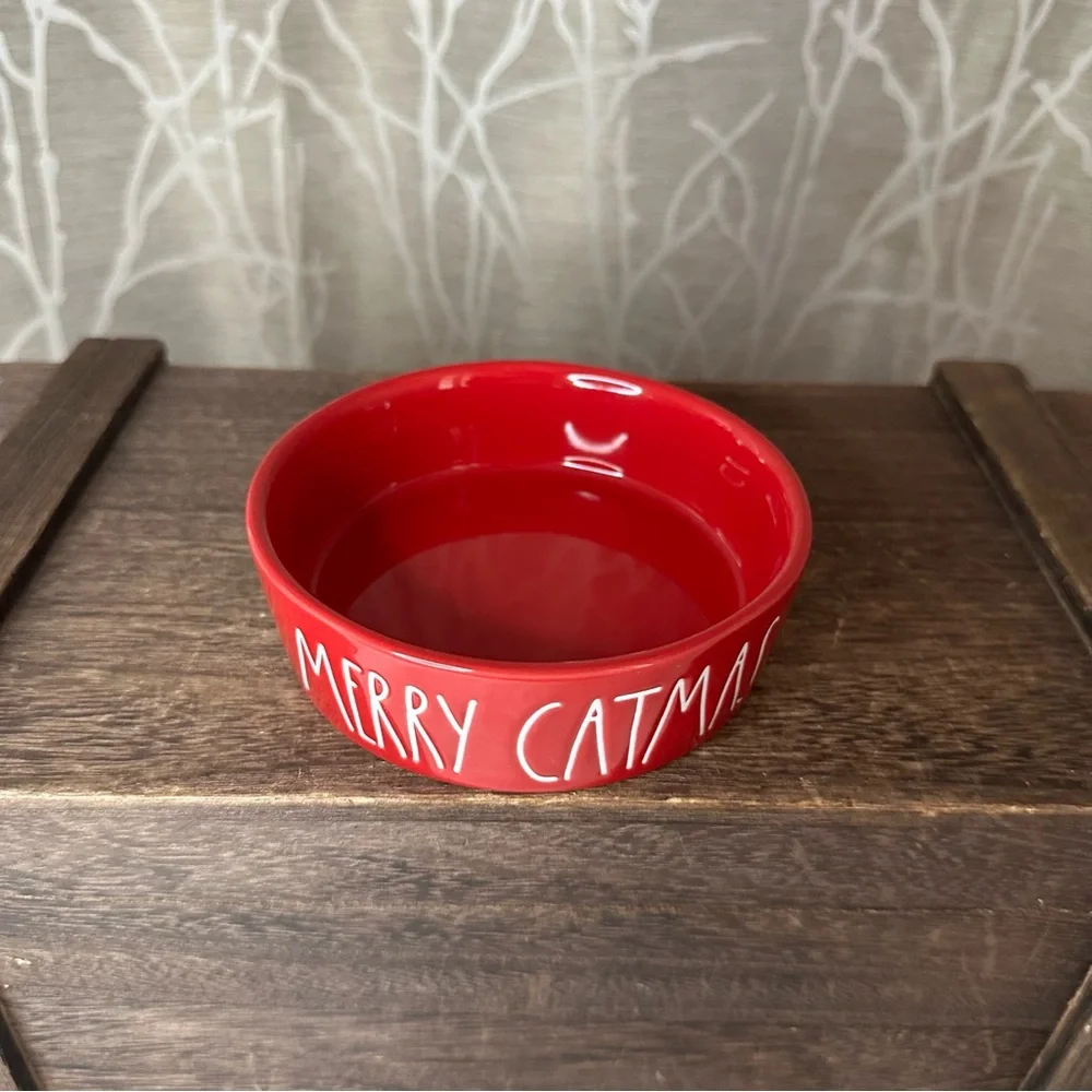 Rae Dunn holiday Xmas Christmas Merry Catmas Bowl food water bowl for pet cat